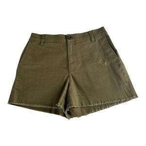 Madewell Size 25‎ High Rise Cotton Twill Shorts Raw Frayed Hem Green Women's